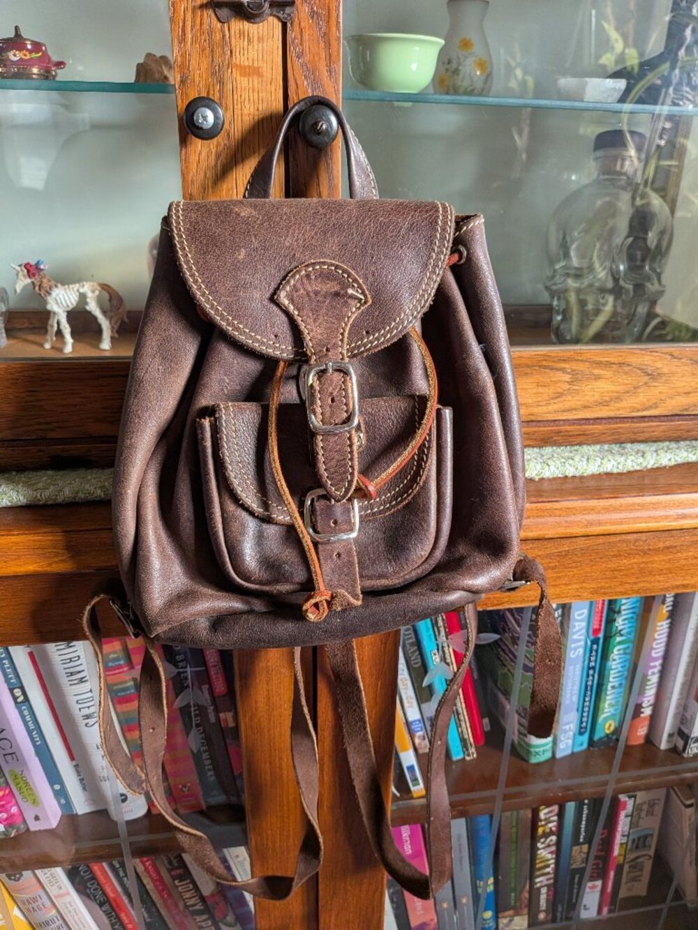 Roots Brown Leather Mini Backpack